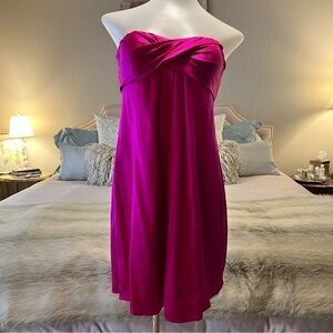 RUBBER DUCKY PRODUCTIONS, INC Hot Pink Silk Strapless Flowing Mini Party Dress